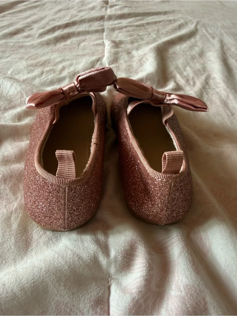 Girls Sparkle Bow Flats - Pink